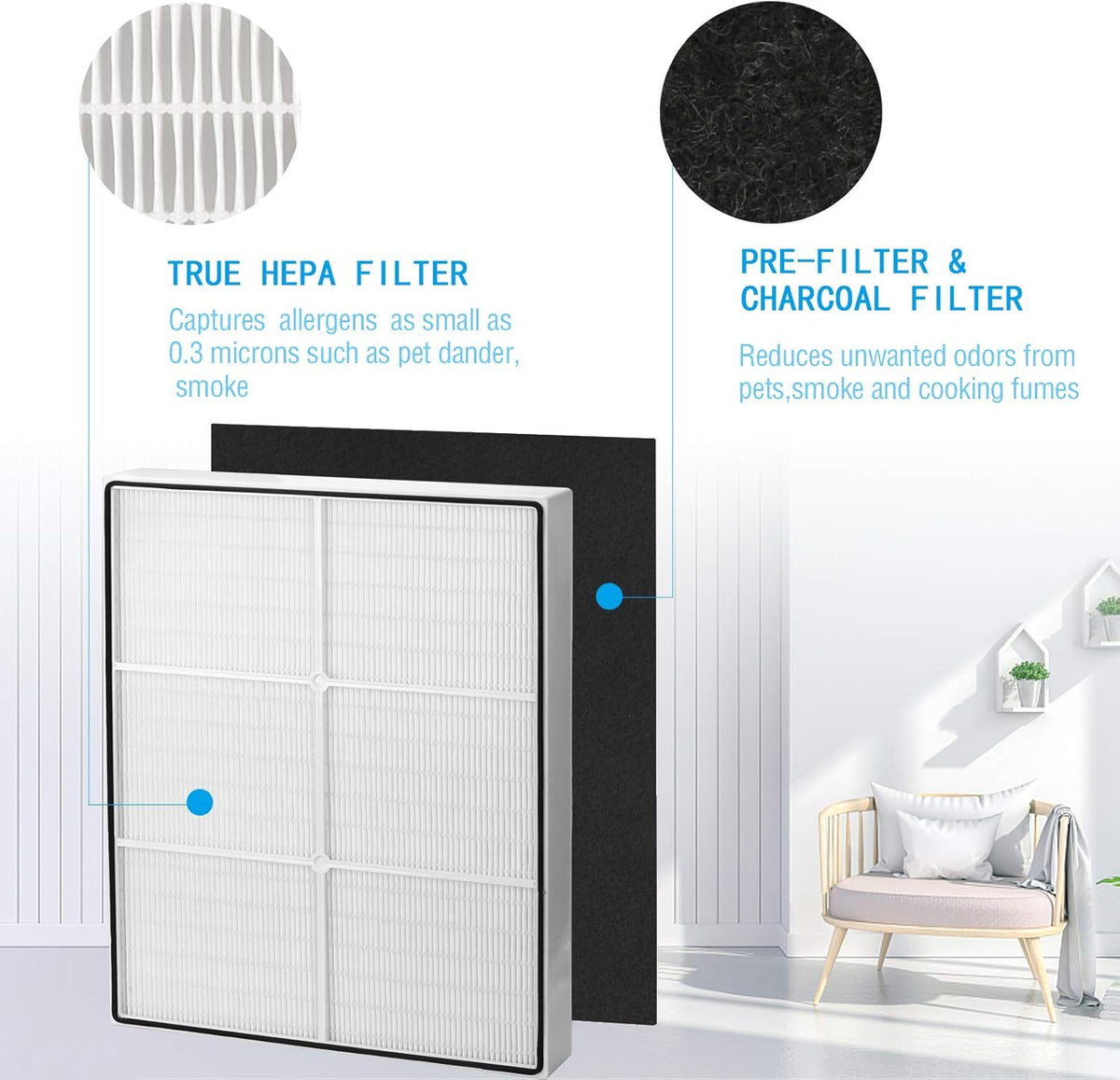 1 True HEPA Filter + 4 Carbon Filters Pack of 2 U8101