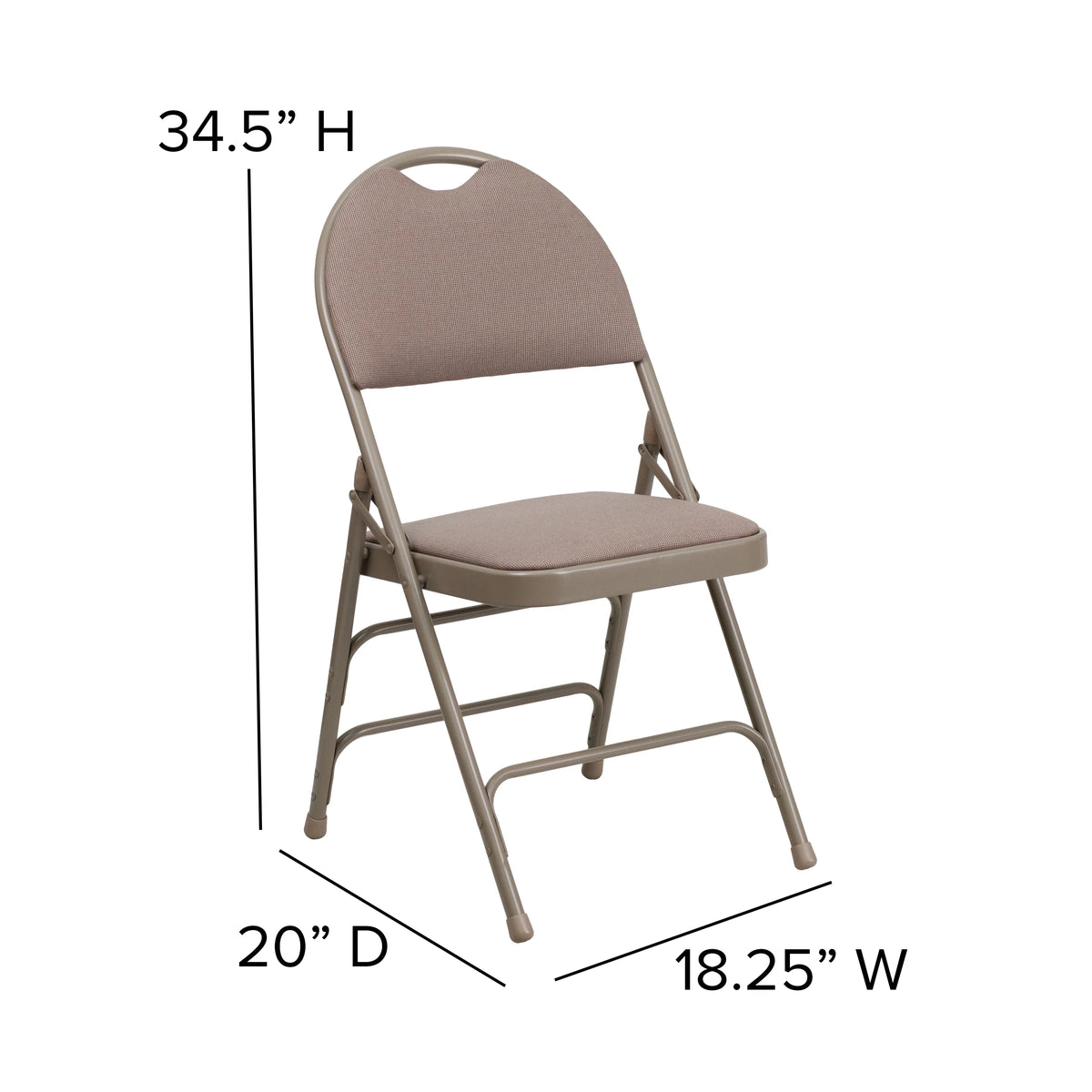 4 Pack Beige Fabric Metal Folding Chair with Easy-Carry Handle G85944