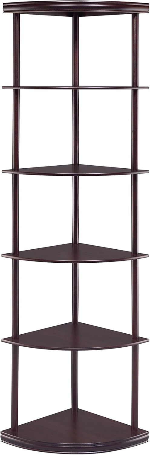 5-Shelf Corner Bookshelf Cappuccino Y77590