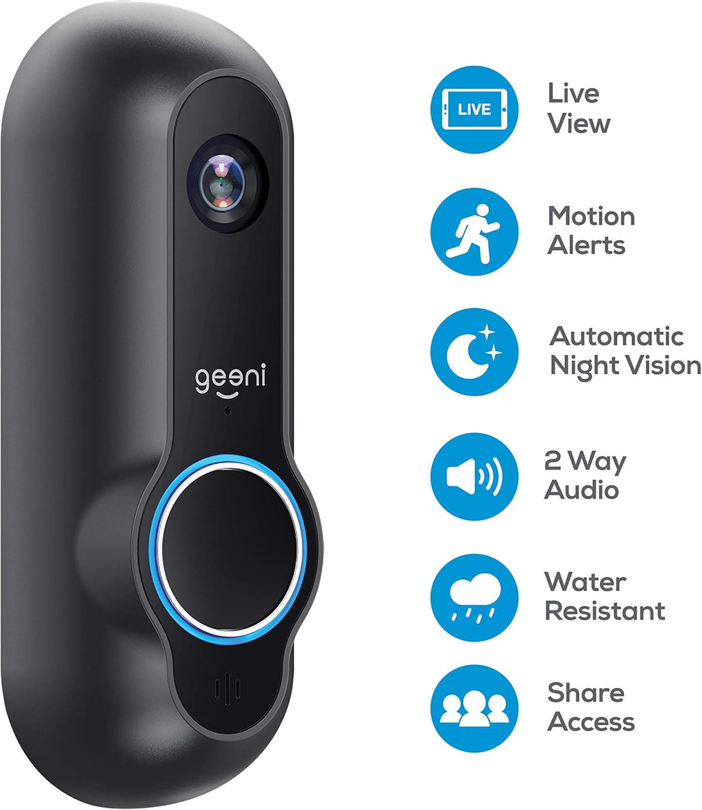 Smart Wifi Doorbell with HD Camera, Night Vision, and Motion Sensor C39262