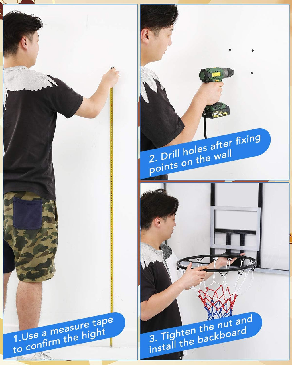 44 Inch Shatterproof Polycarbonate Basketball Backboard with Rim D87034