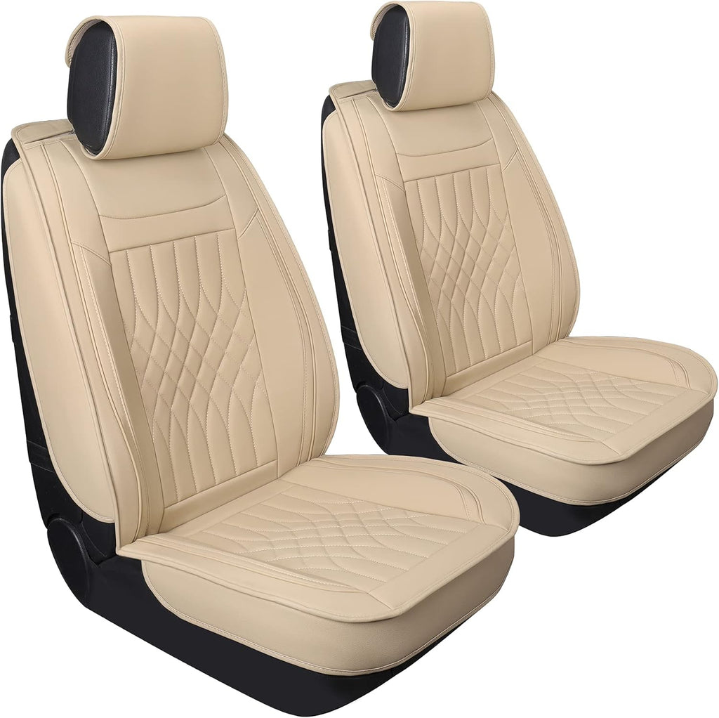Black & Blue Leather Car Seat Covers Front Pair 2 Pcs Waterproof H744