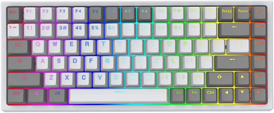 84 Keys Hot Swappable Wired Mechanical Keyboard with PBT Keycaps, RGB, Gateron Blue Switch B80505