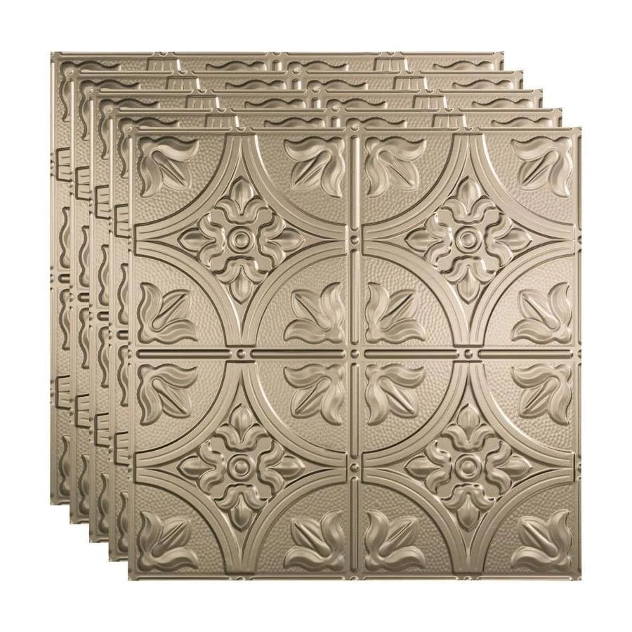 2ft x 2ft Brushed Nickel Vinyl Ceiling Tile (5 Pack) N13205