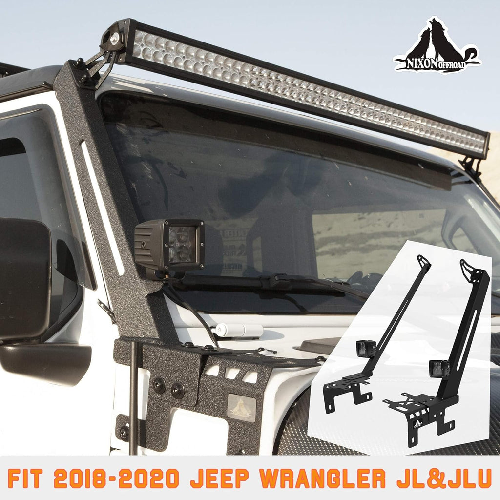 A-Pillar LED Light Bar Mounting Brackets with 2 LED Lights X434726