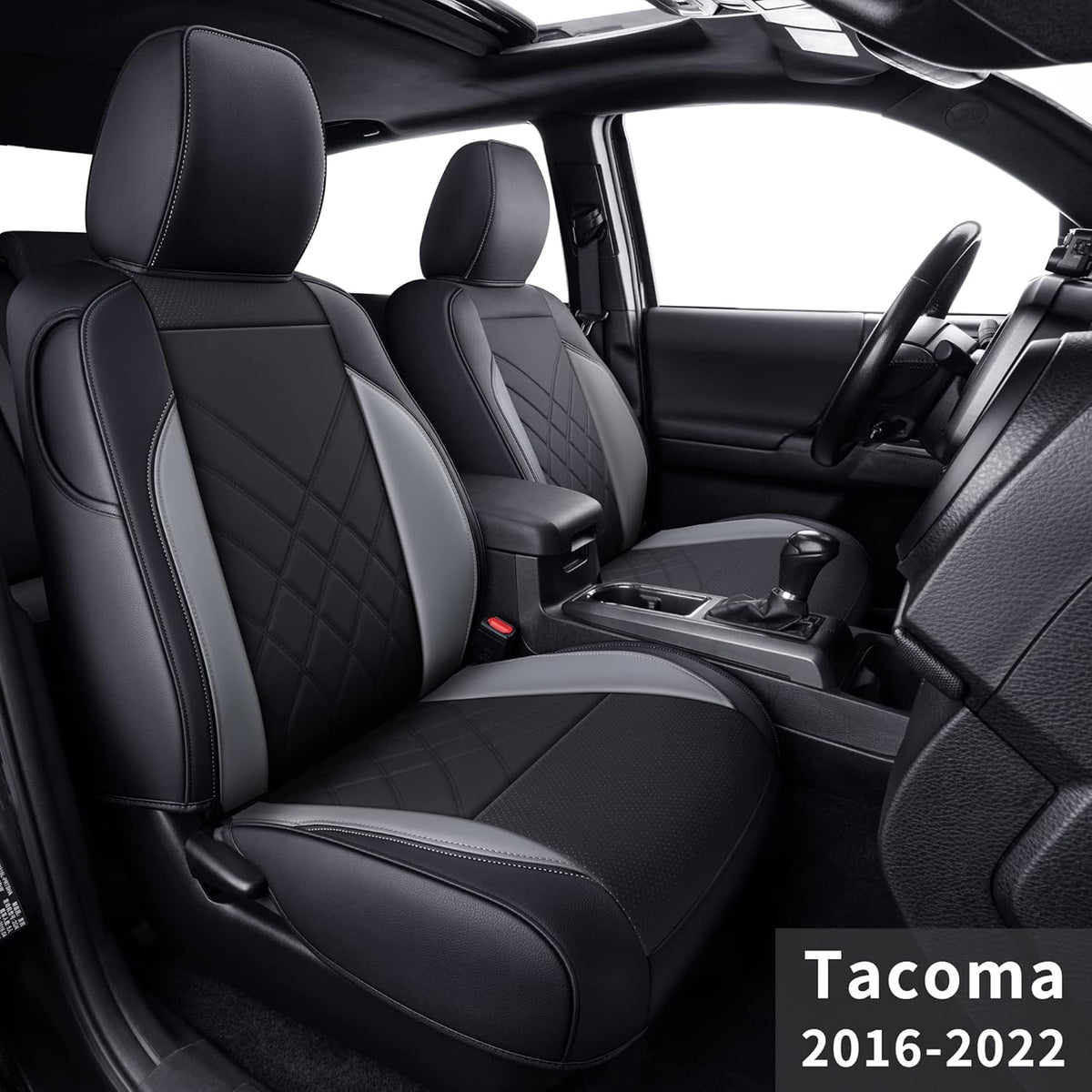 Black & Gray Faux Leather Seat Covers S251