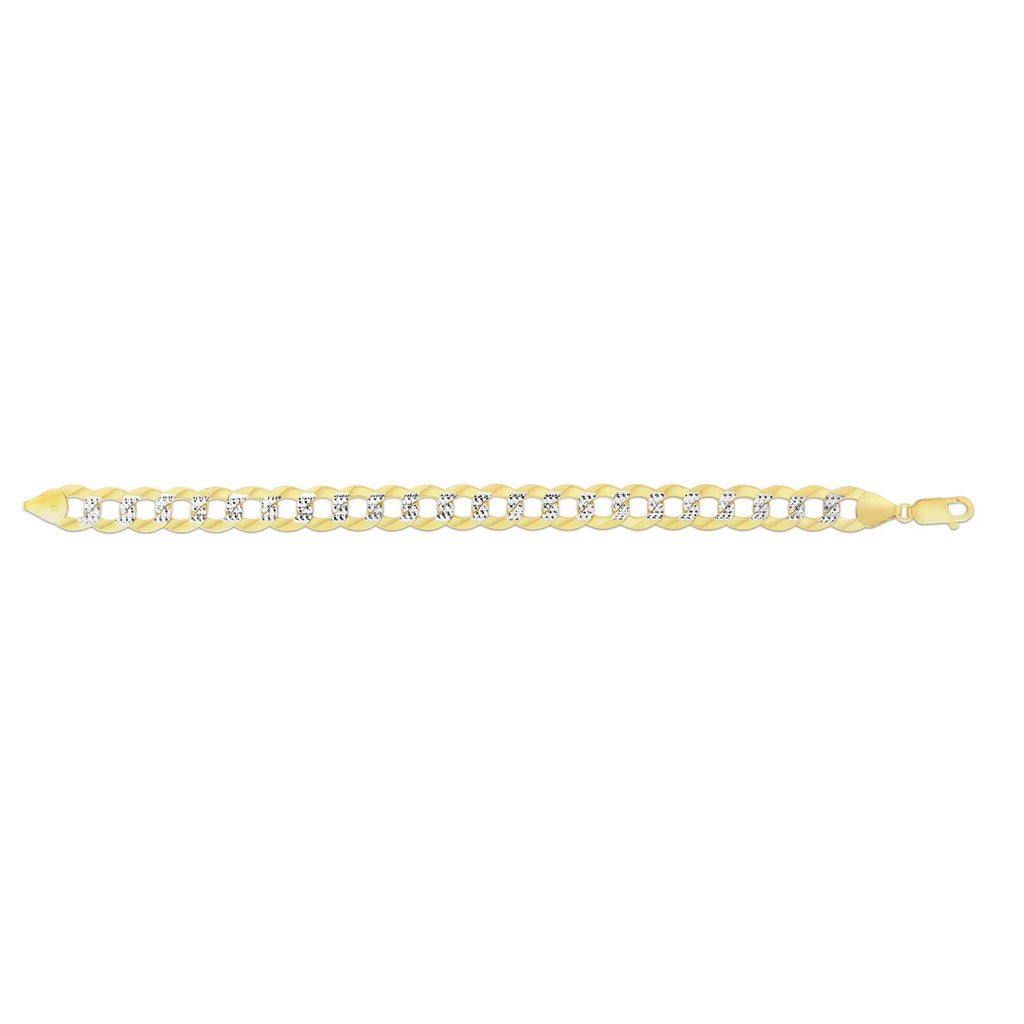 14k Yellow Gold White Pave Curb Chain Bracelet E4567