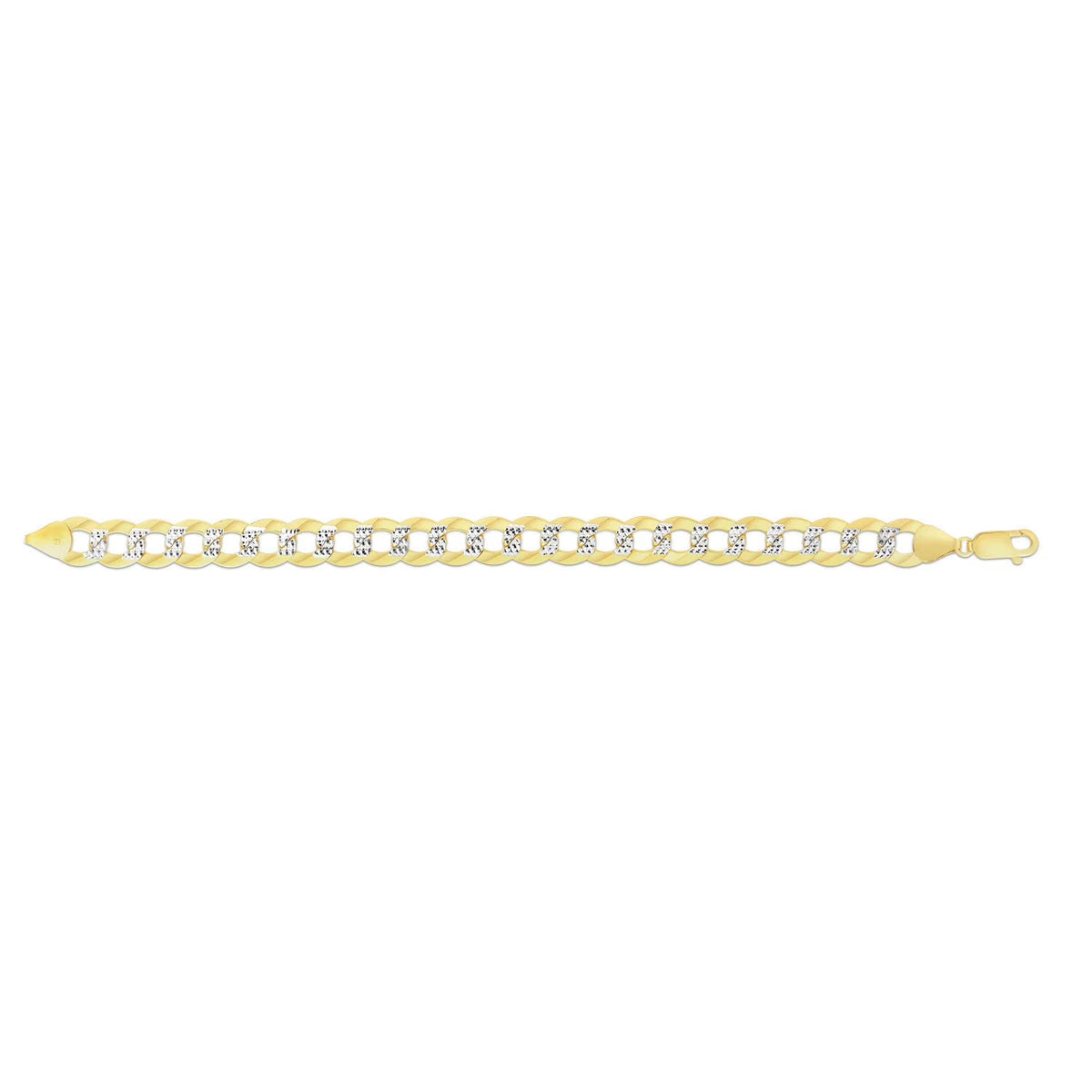 14k Yellow Gold White Pave Curb Chain Bracelet E4567