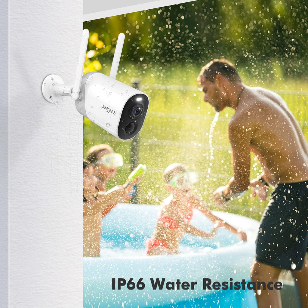 Wireless Outdoor Security Cameras with Spotlight & Siren, 1080P Battery Powered, AI Motion Detection, 2-Way Audio, Color Night Vision, IP66 Weatherproof H3593