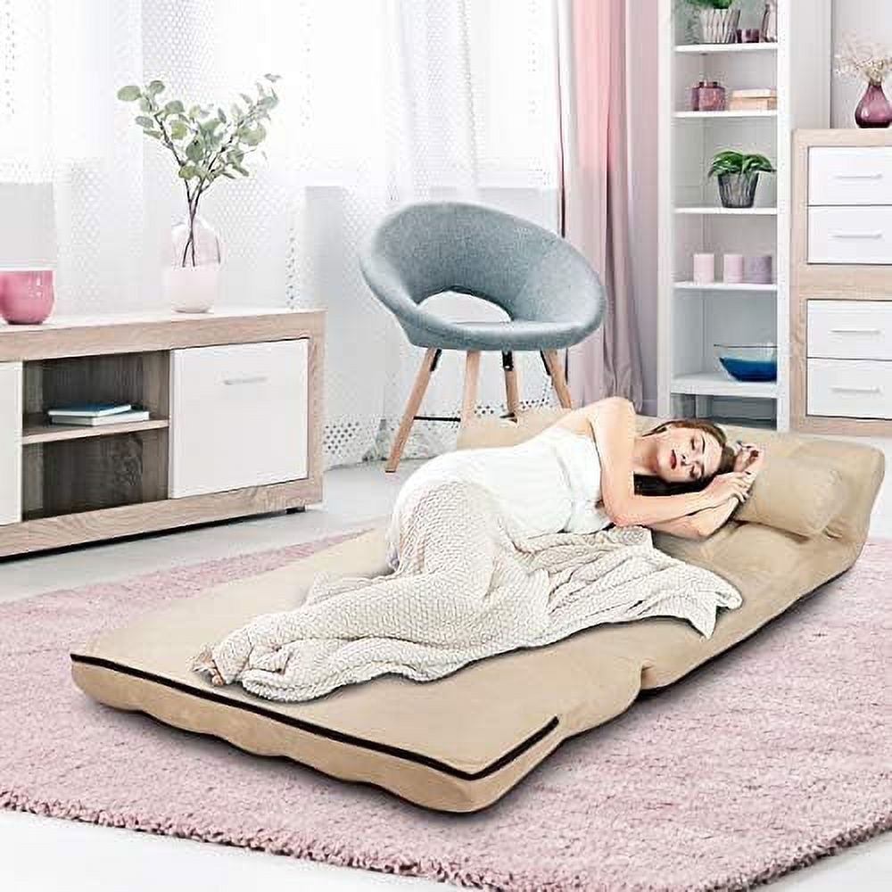 Gray Fabric Folding Sofa Bed with 2 Pillows O34973