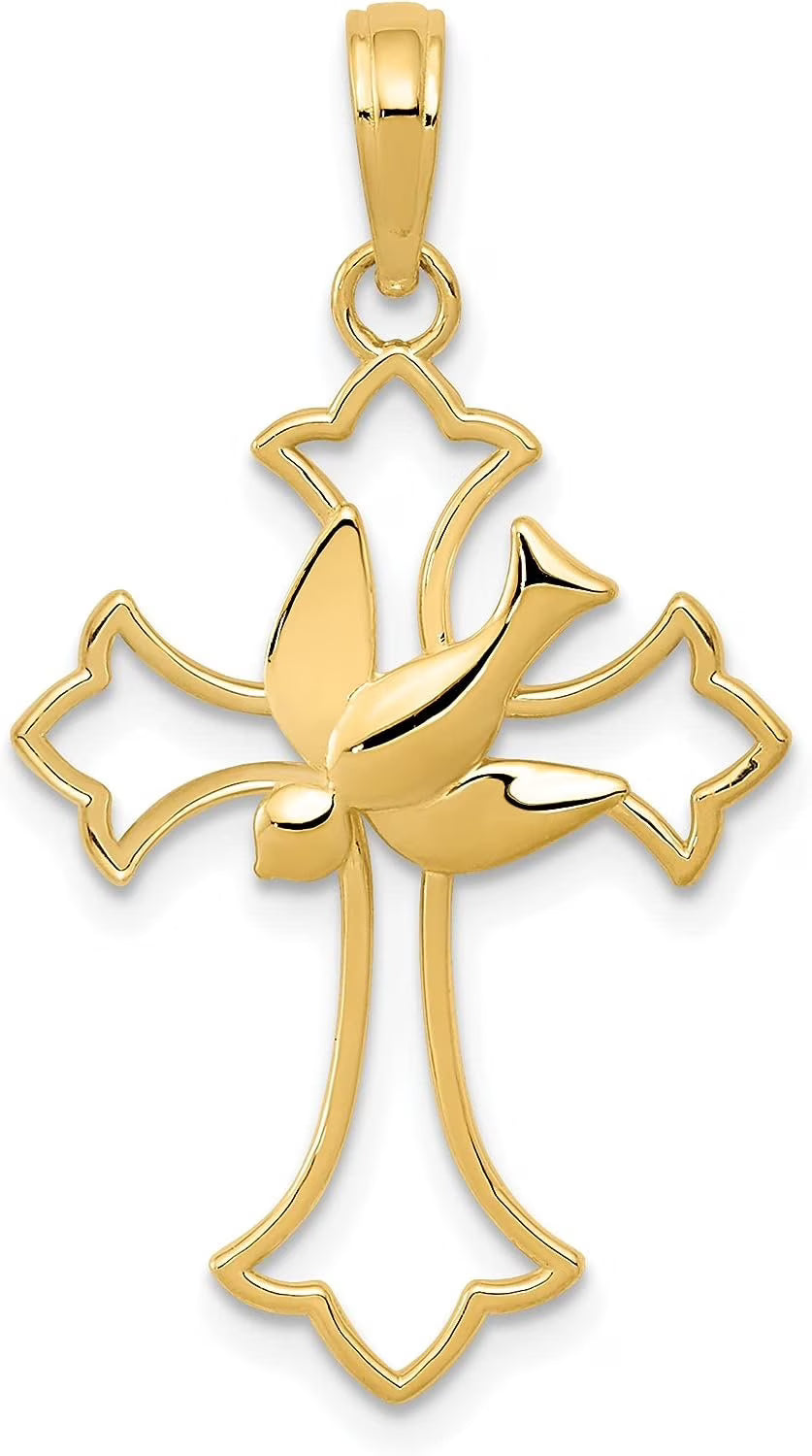 Solid 10k Yellow Gold Cross Pendant C734