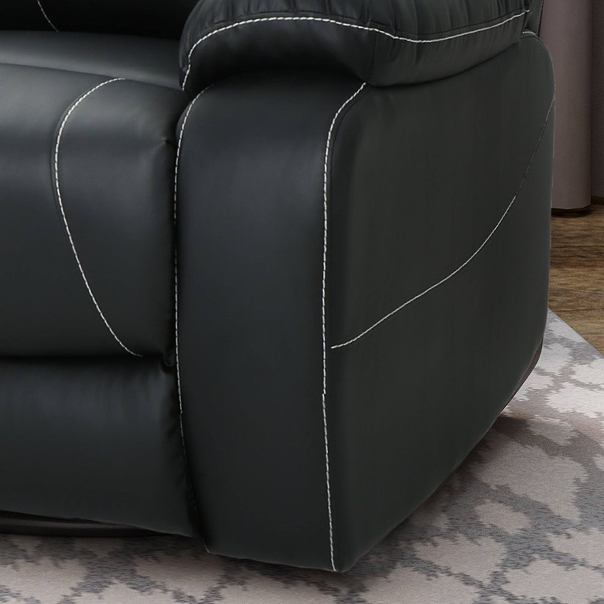 Light Gray Tufted Leather Swivel Recliner R38573