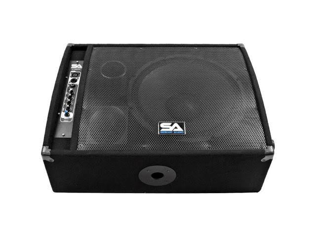 Pair of Powered 2-Way Floor Stage Monitors with Titanium Horns S263
