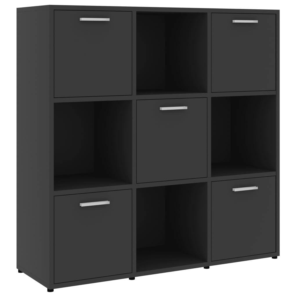 Book Cabinet High Gloss Black Chipboard A50236