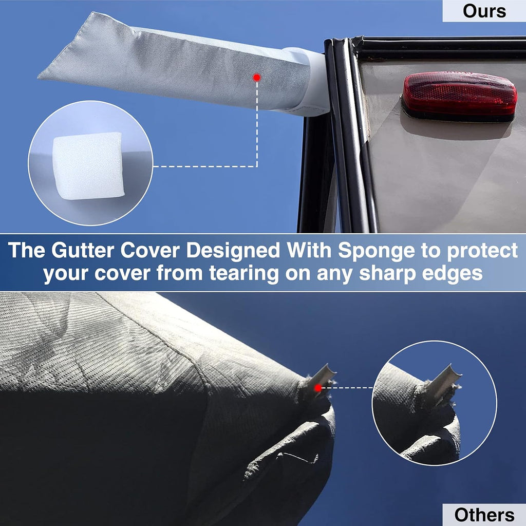 Upgraded Waterproof 500D Travel Trailer Cover with 4 Tire Covers, Tongue Jack Cover D55170