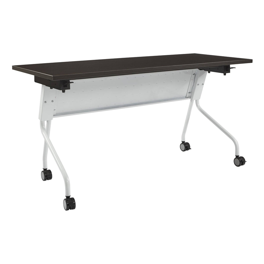 Espresso Flip-Top Training Table 60 x 24 with White Frame Y2731