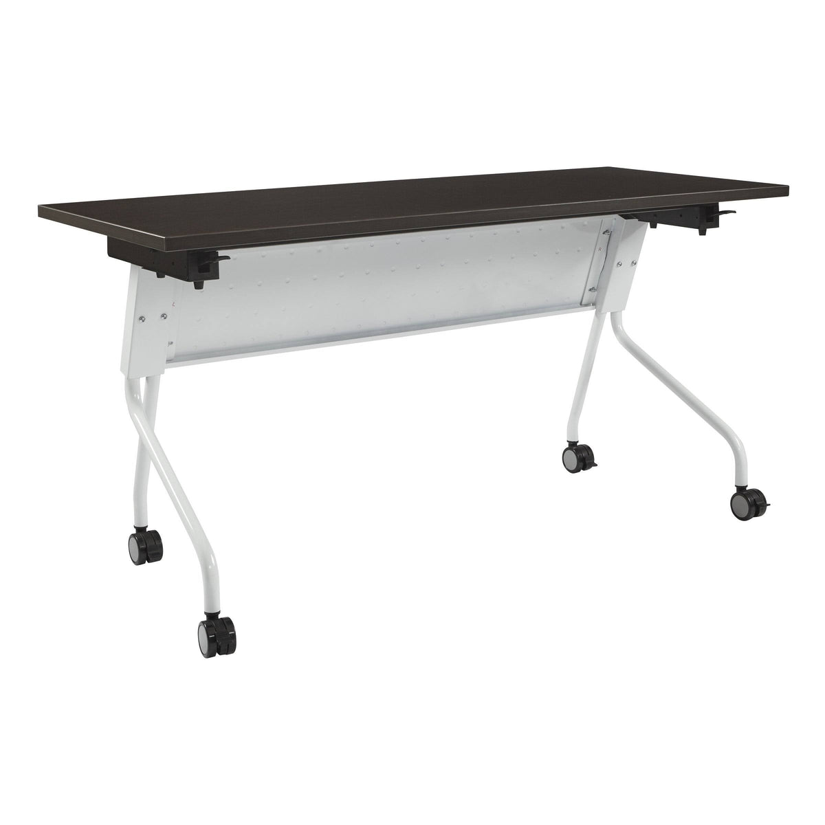 Espresso Flip-Top Training Table 60 x 24 with White Frame Y2731