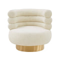 Cream Faux Shearling Swivel Chair I628