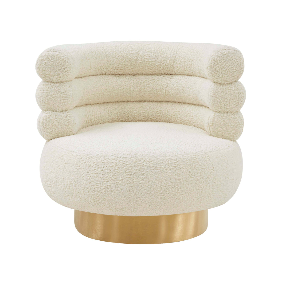 Cream Faux Shearling Swivel Chair I628