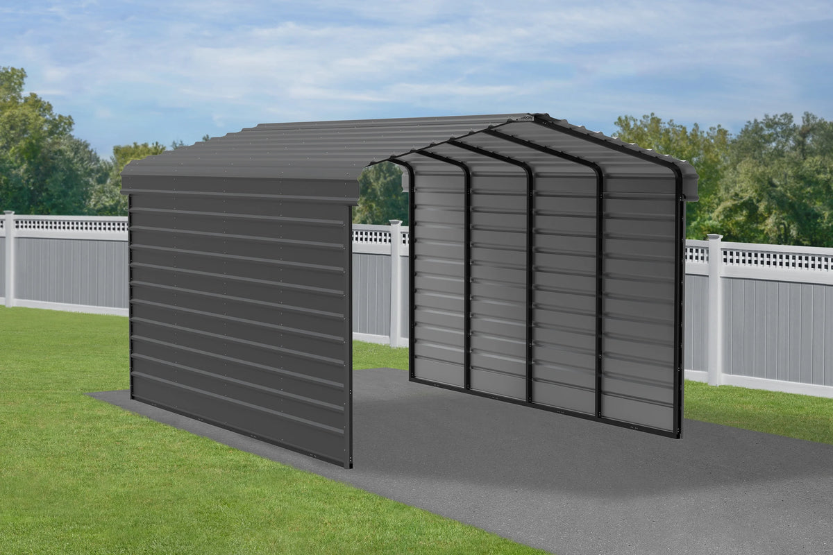 Galvanized Steel Carport Kit, 12' x 20' x 9', Charcoal W363