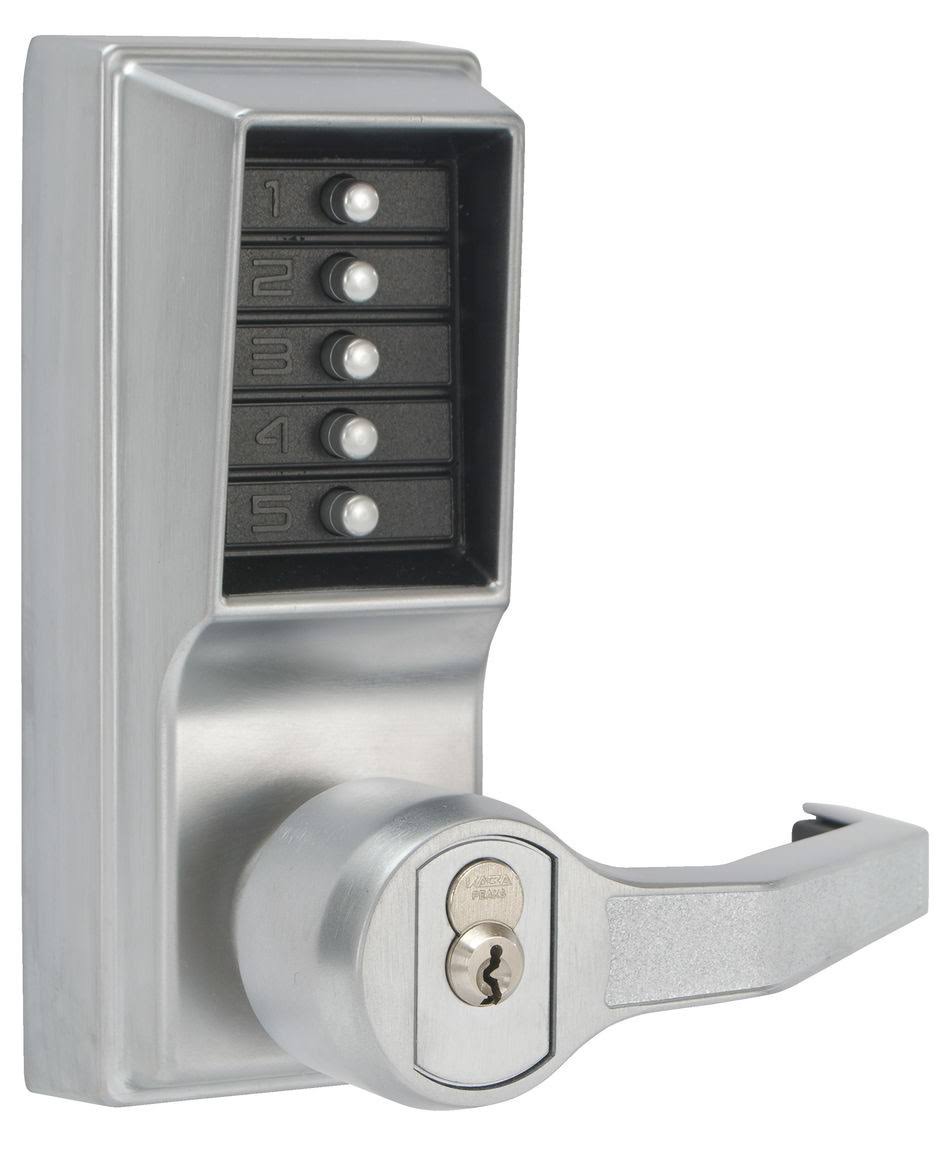2.75 in. Right Hand Mechanical Pushbutton Lever Lock with Key Override Satin Chrom B15323