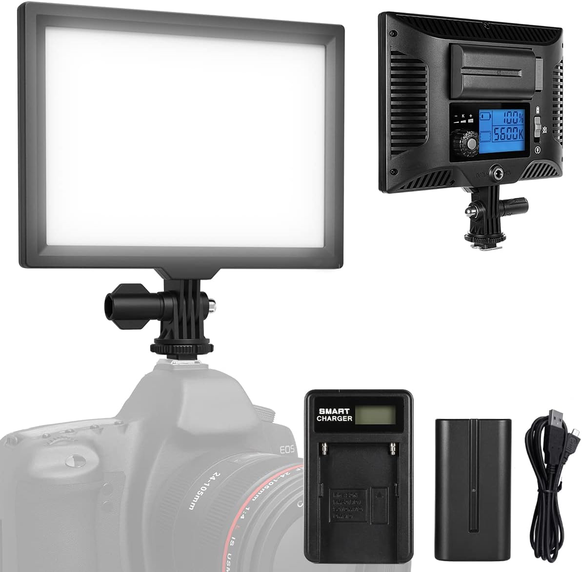 LED Video Light Panel for DSLR Cameras, 3200K-5600K, CRI95+, Pack of 2 F3953