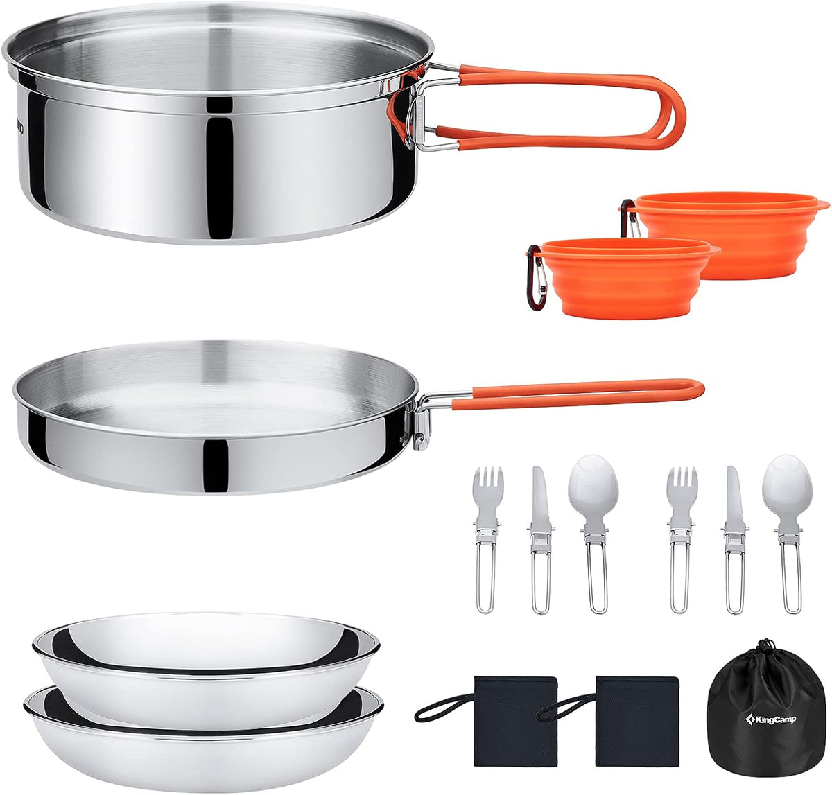 17/25pcs Stainless Steel Camping Cookware Mess Kit with Folding Knife Fork Z485324