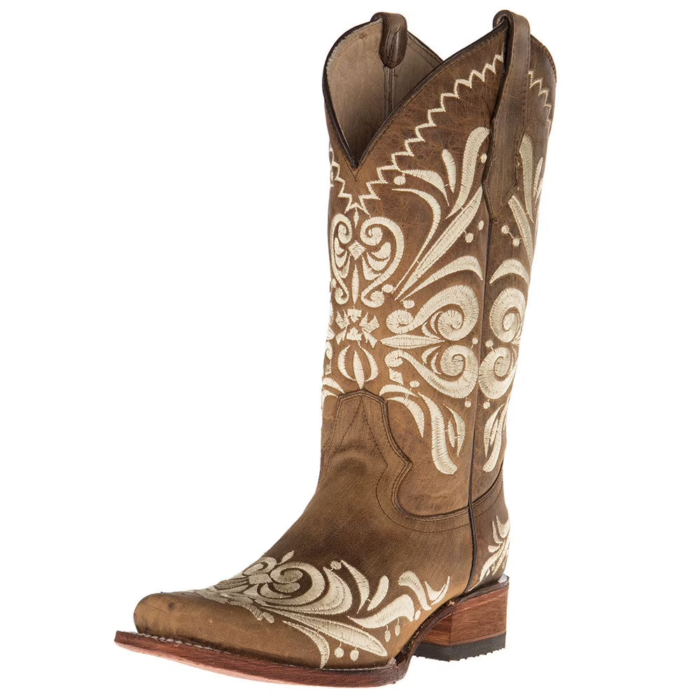 Tan Square Toe Boots Q3806