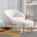 Modern Comfy Leisure Accent Chair With Ottoman Teddy Short Plush Particle Velvet Sofa Armchair B33501