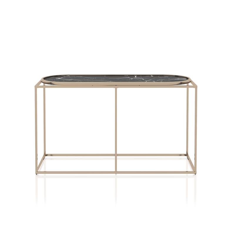 Metal Console Table in Champaign and Black J949189