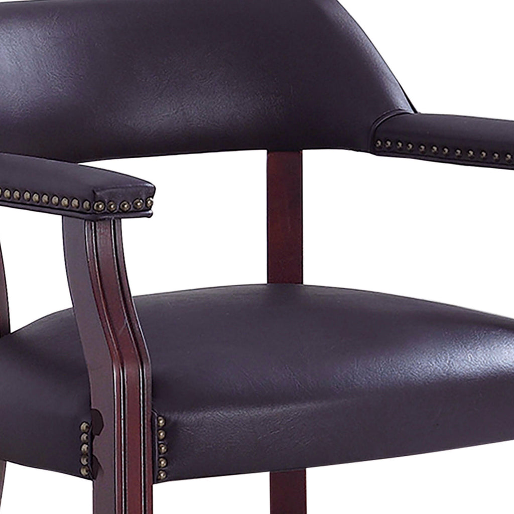 Brown Leatherette Accent Chair with Cut Out Back P580911