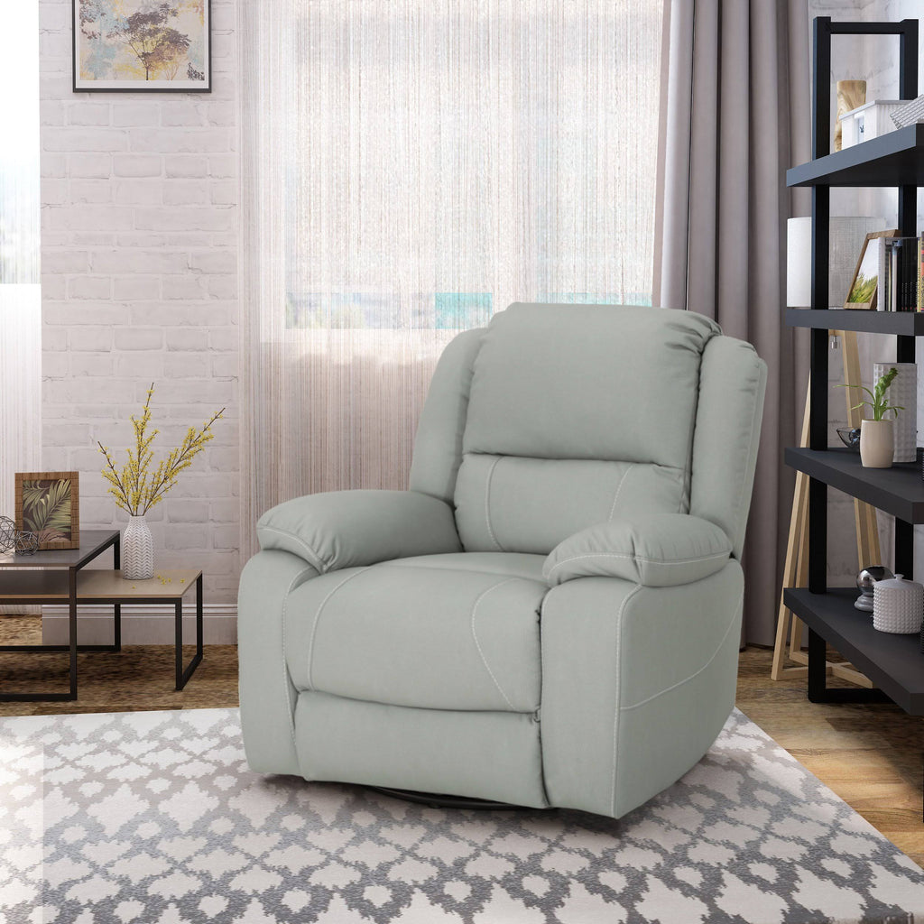 Light Gray Tufted Leather Swivel Recliner R38573
