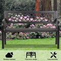Black Metal Cast Iron Patio Bench with Armrests L328