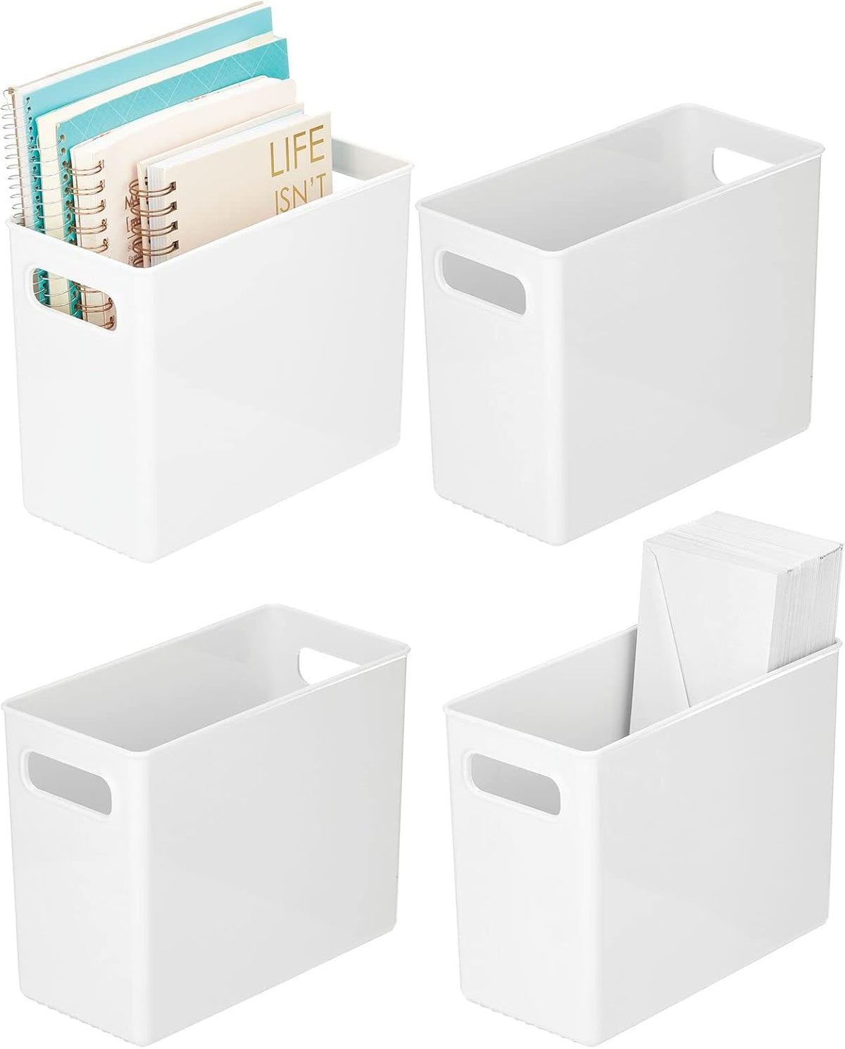 Clear Plastic Storage Bin with Handles, 10 Long, 4 Pack N19254