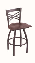 Pewter Swivel Stool with Dark Cherry Oak Seat F642