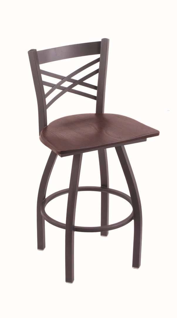 Pewter Swivel Stool with Dark Cherry Oak Seat F642