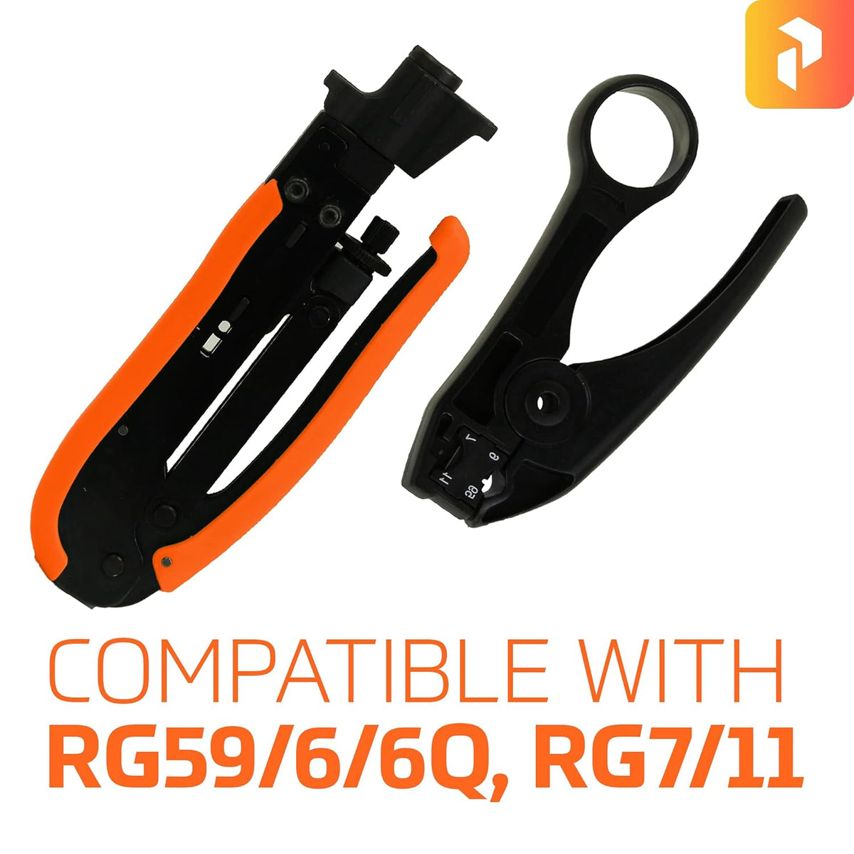 Coax Tool Kit with Crimper, Cable Stripper, Flashlight, Multi-Tool, Pliers, Wrench, Grip Pack O8055