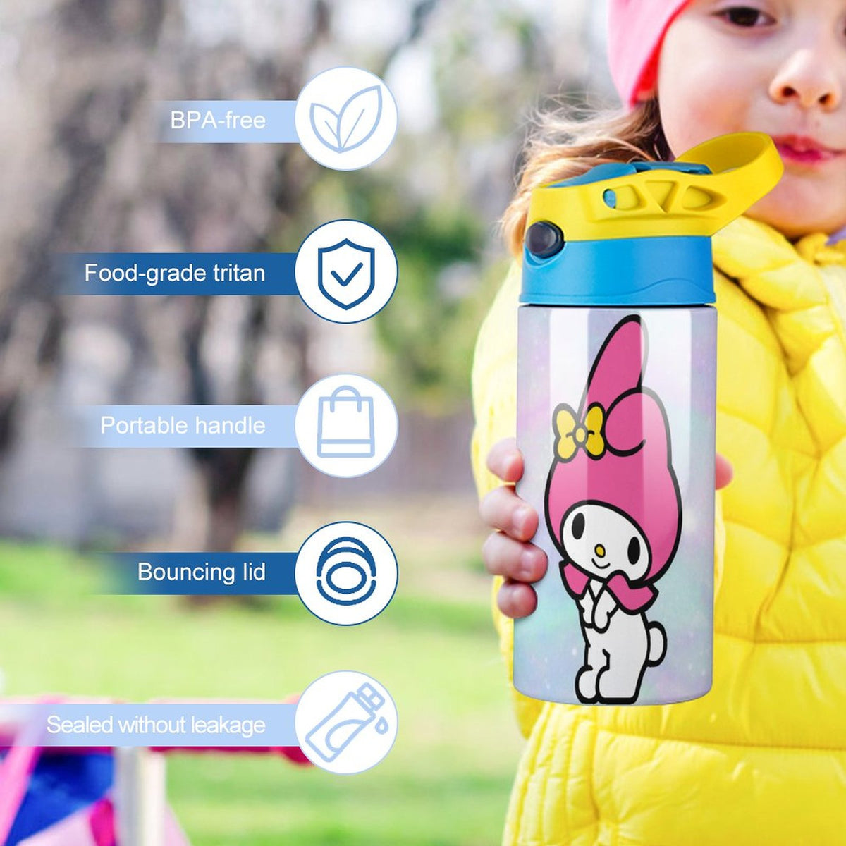 My Melody Children's Water Bottle Vacuum Insulated Stainless Steel Cup With Straw F400166