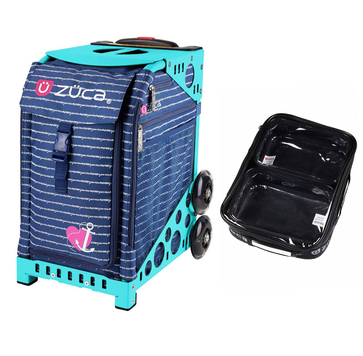 Turquoise Frame Large Utility Pouch with Two Mini Pouches U9840