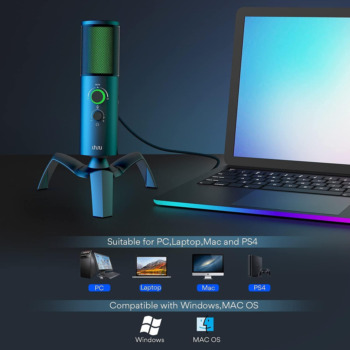 USB Computer Microphone with Two Pickup Patterns P6929