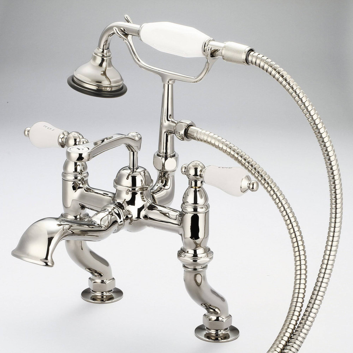 Vintage Classic Adjustable Center Deck Mount Tub Faucet with Handheld Shower F9722