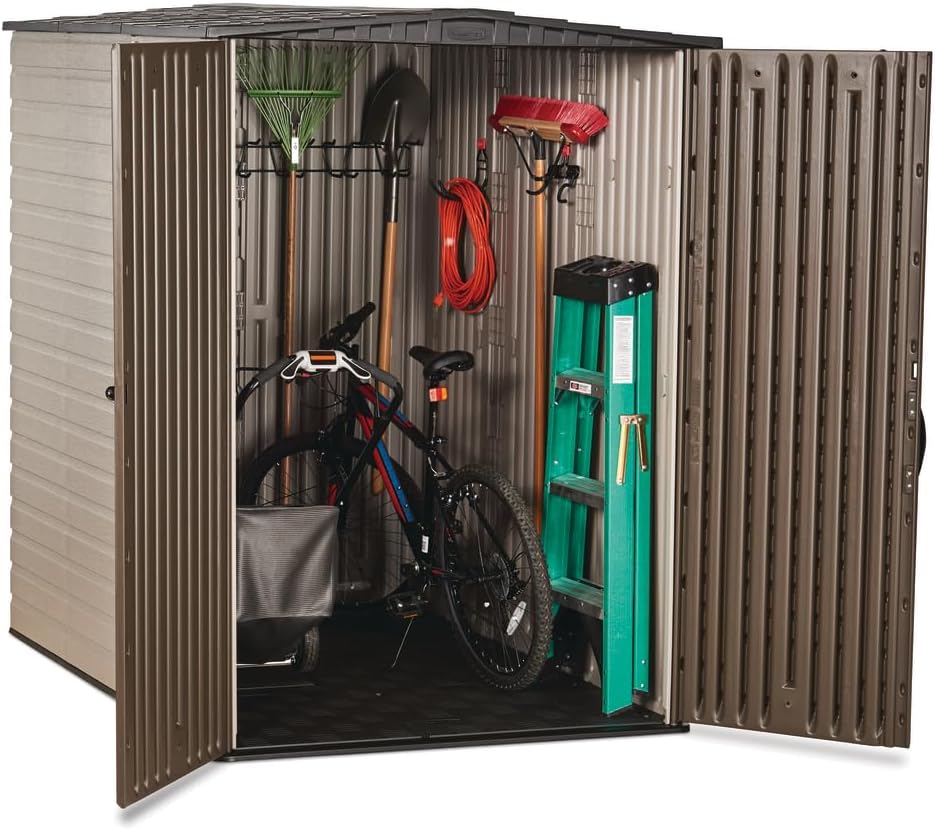 Large Vertical Resin Outdoor Storage Shed (5 x 6 Ft), Brown L7766