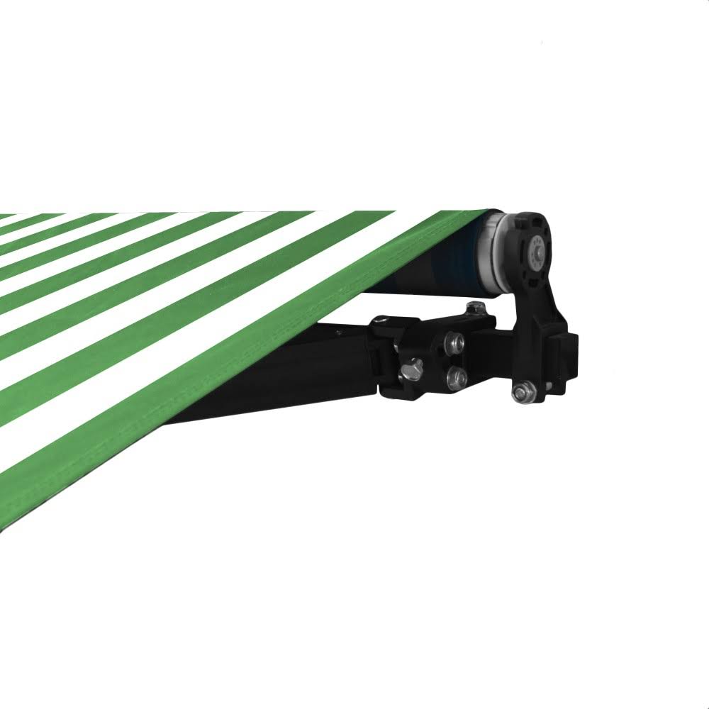Black Frame Motorized Retractable Patio Canopy Awning 16x10 Green/White L787