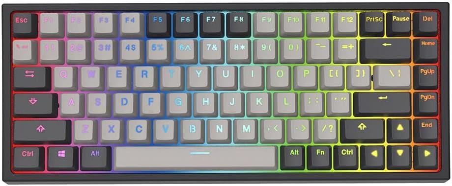 84 Keys Hot Swappable Wired Mechanical Keyboard with PBT Keycaps, RGB, Gateron Blue Switch B80505