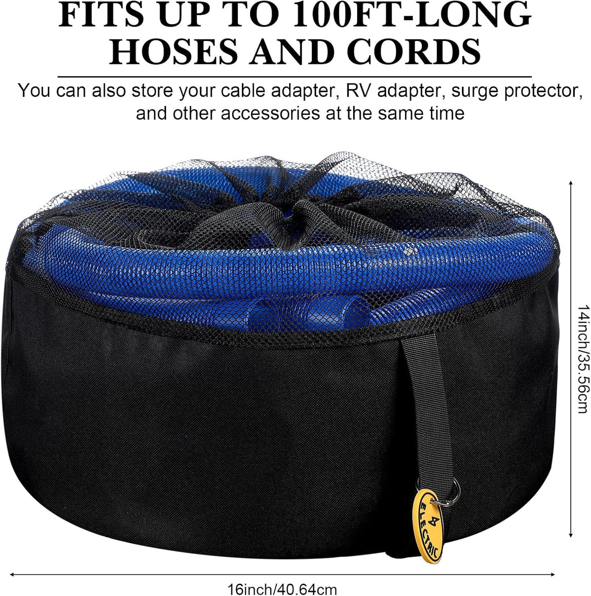 6 Pieces RV Hose Storage Bag with Rubber Identification Tags, Black M589381