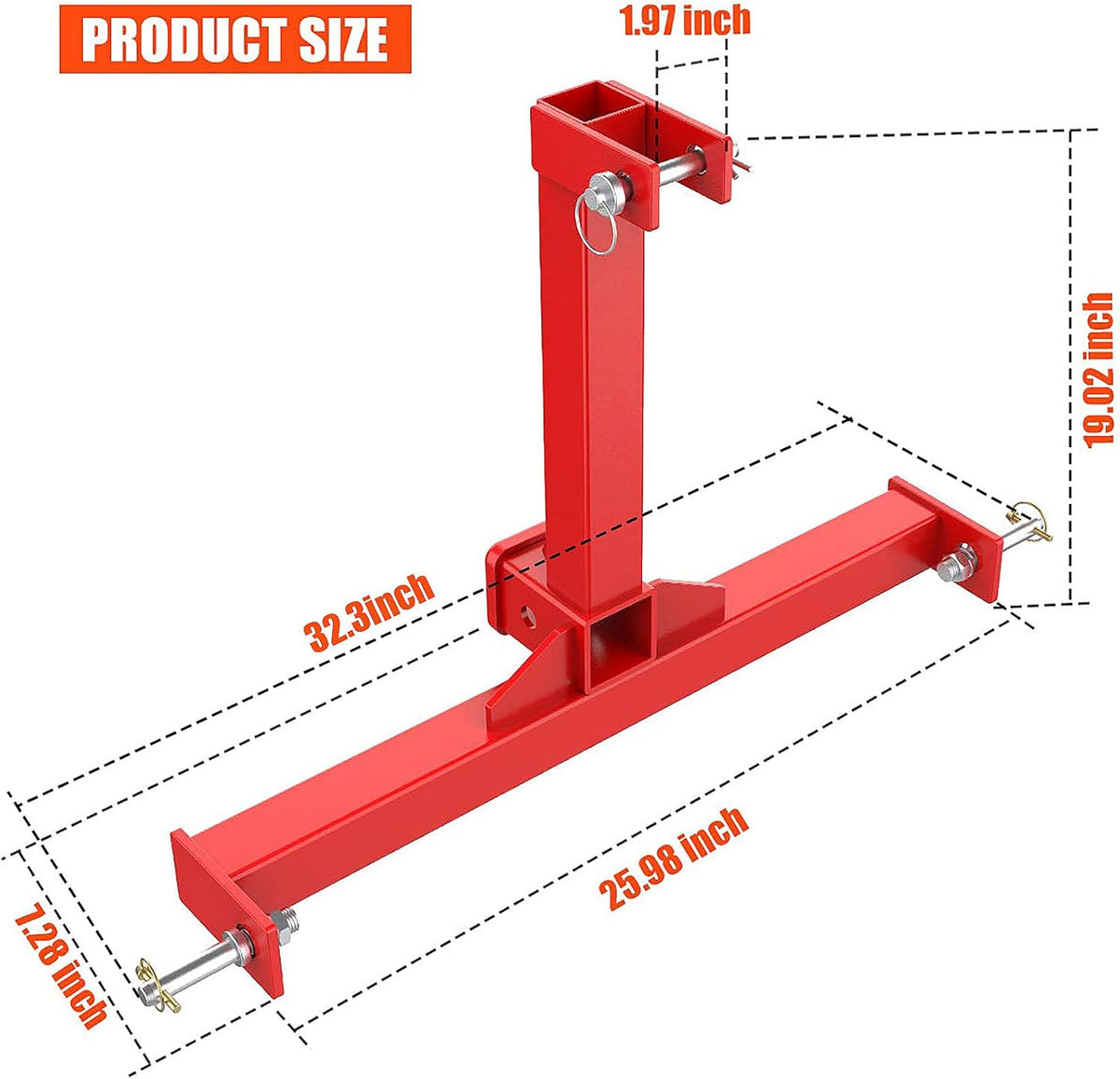 Red 3 Point Trailer Hitch with 2 Receivers T761270