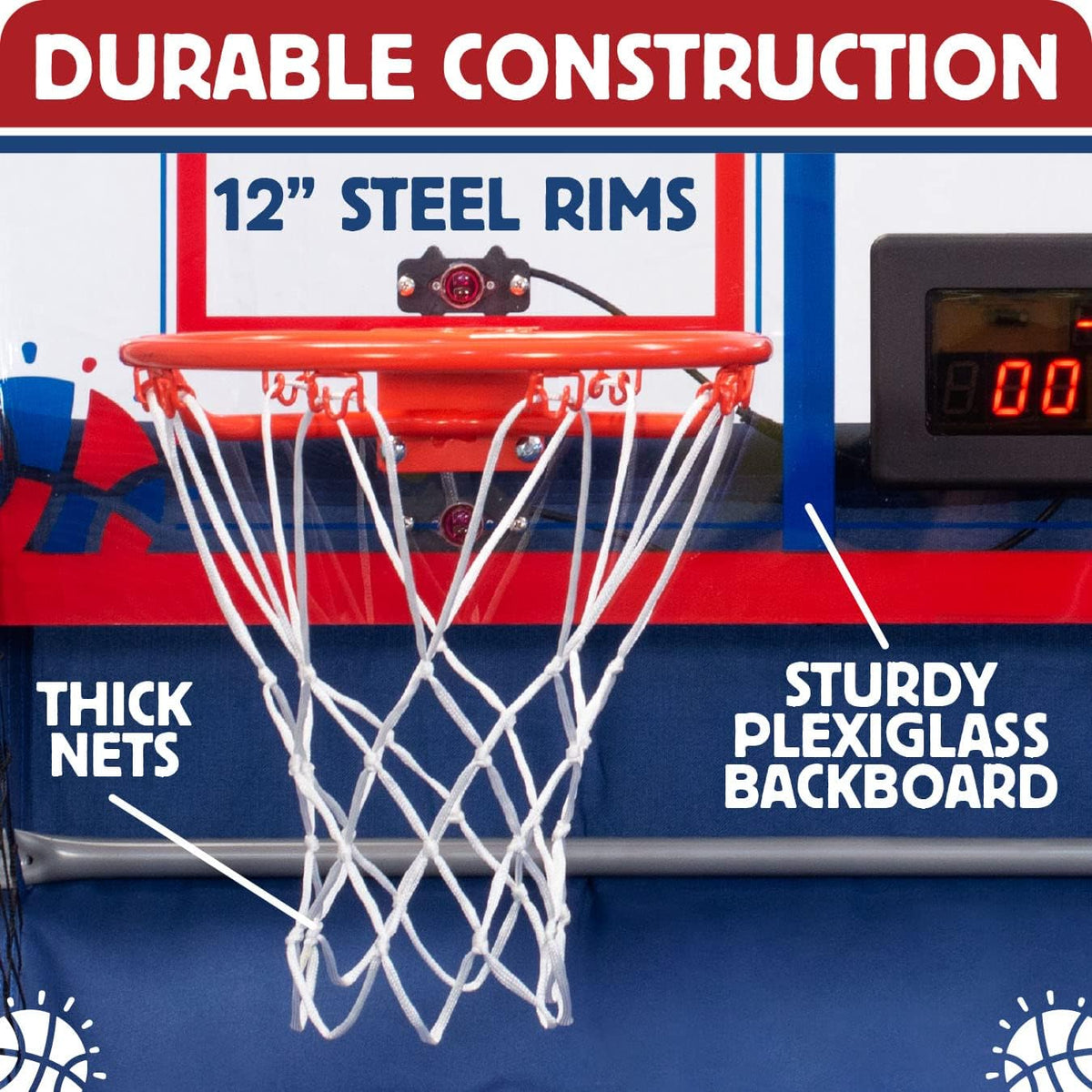 Indoor/Outdoor Dual Shot Basketball Arcade Game with Large LED Scoreboard M2087