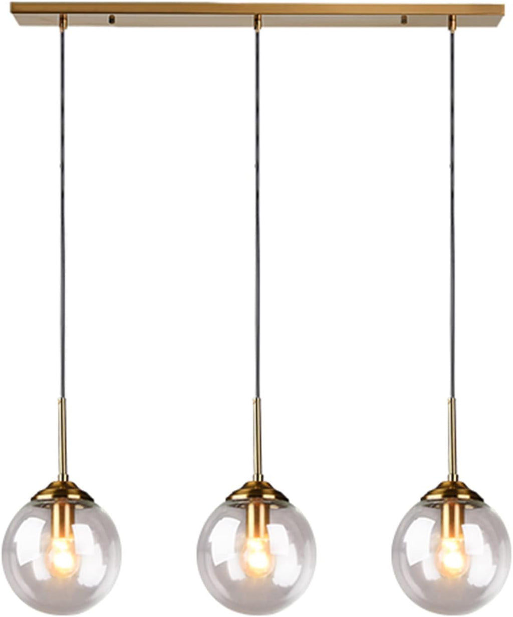 3 Light Brass Glass Pendant Light Fixtures C8583