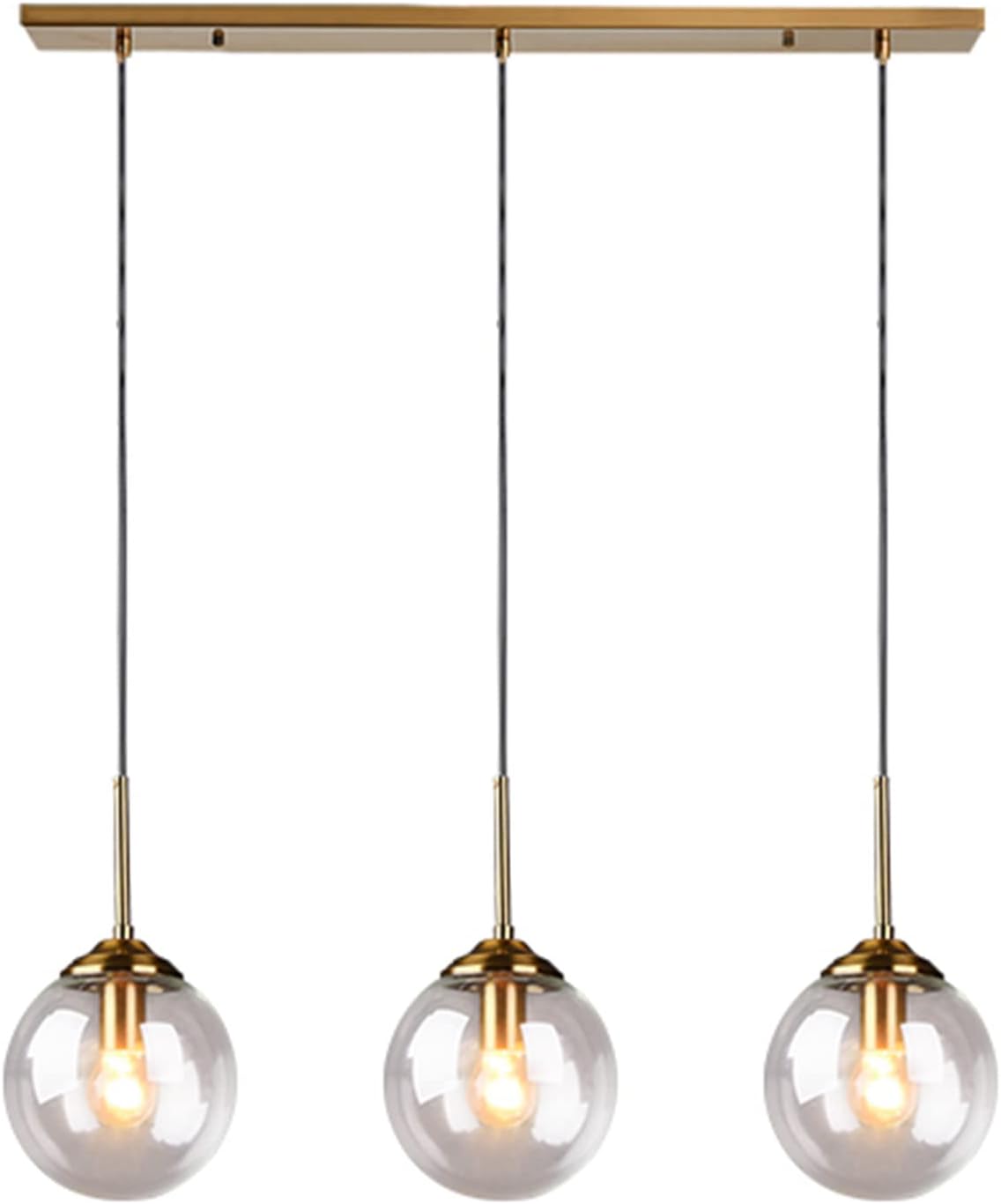 3 Light Brass Glass Pendant Light Fixtures C8583