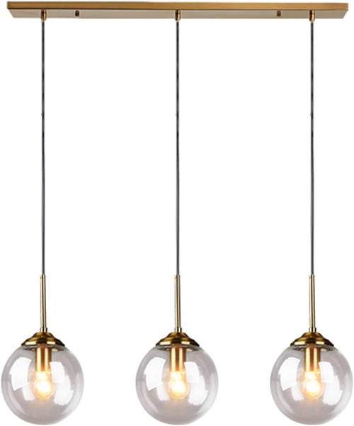 3 Light Brass Glass Pendant Light Fixtures C8583